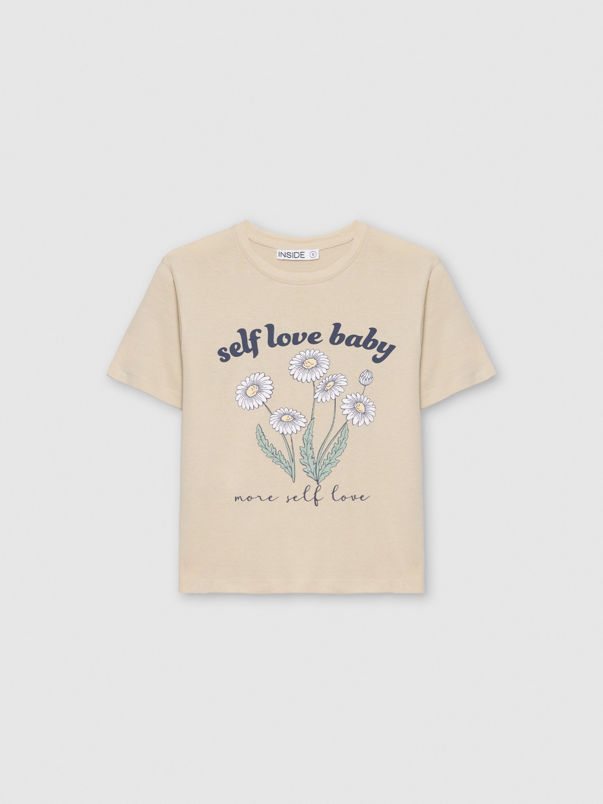  Camiseta de manga curta floral taupe vista frontal