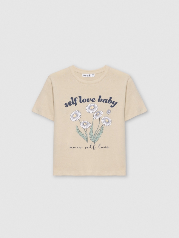  Camiseta de manga curta floral taupe vista frontal