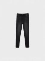%Pto% Black high rise skinny jeans black front view