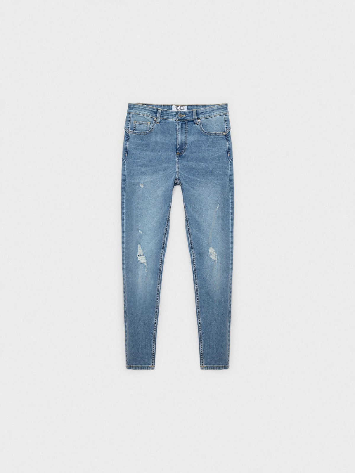  Jeans mid rise skinny push up light blue front view