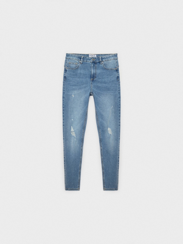  Jeans mid rise skinny push up light blue front view