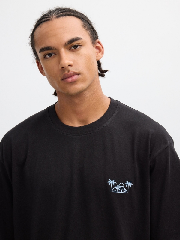 Short-sleeve Caribbean shirt black detail view