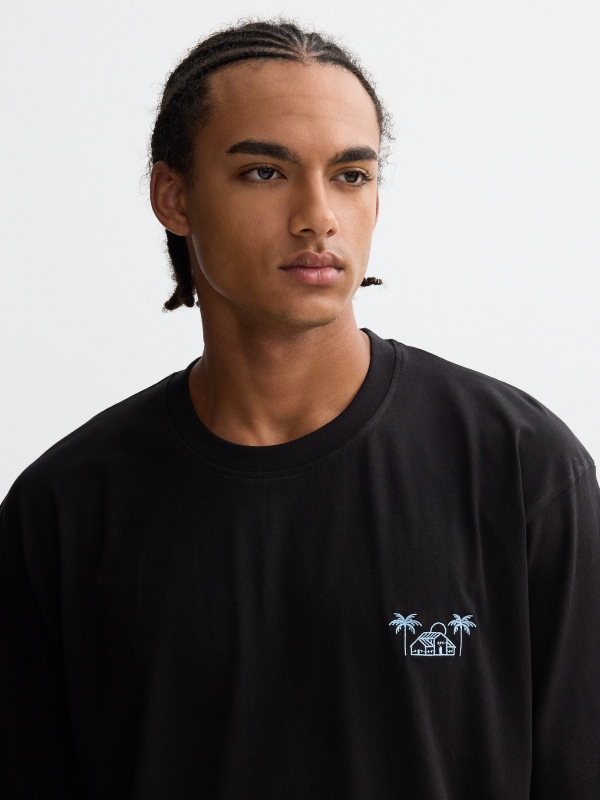 Short-sleeve Caribbean shirt black detail view