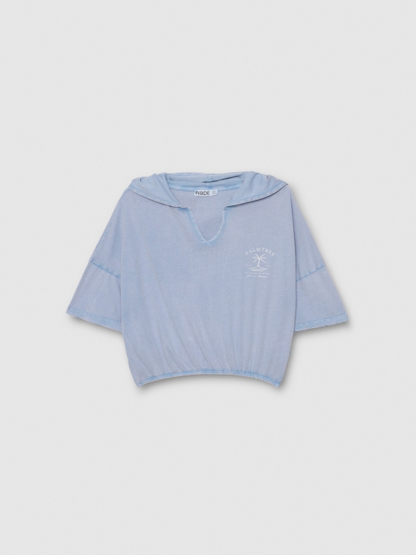  Camiseta con capucha palmera azul vista frontal