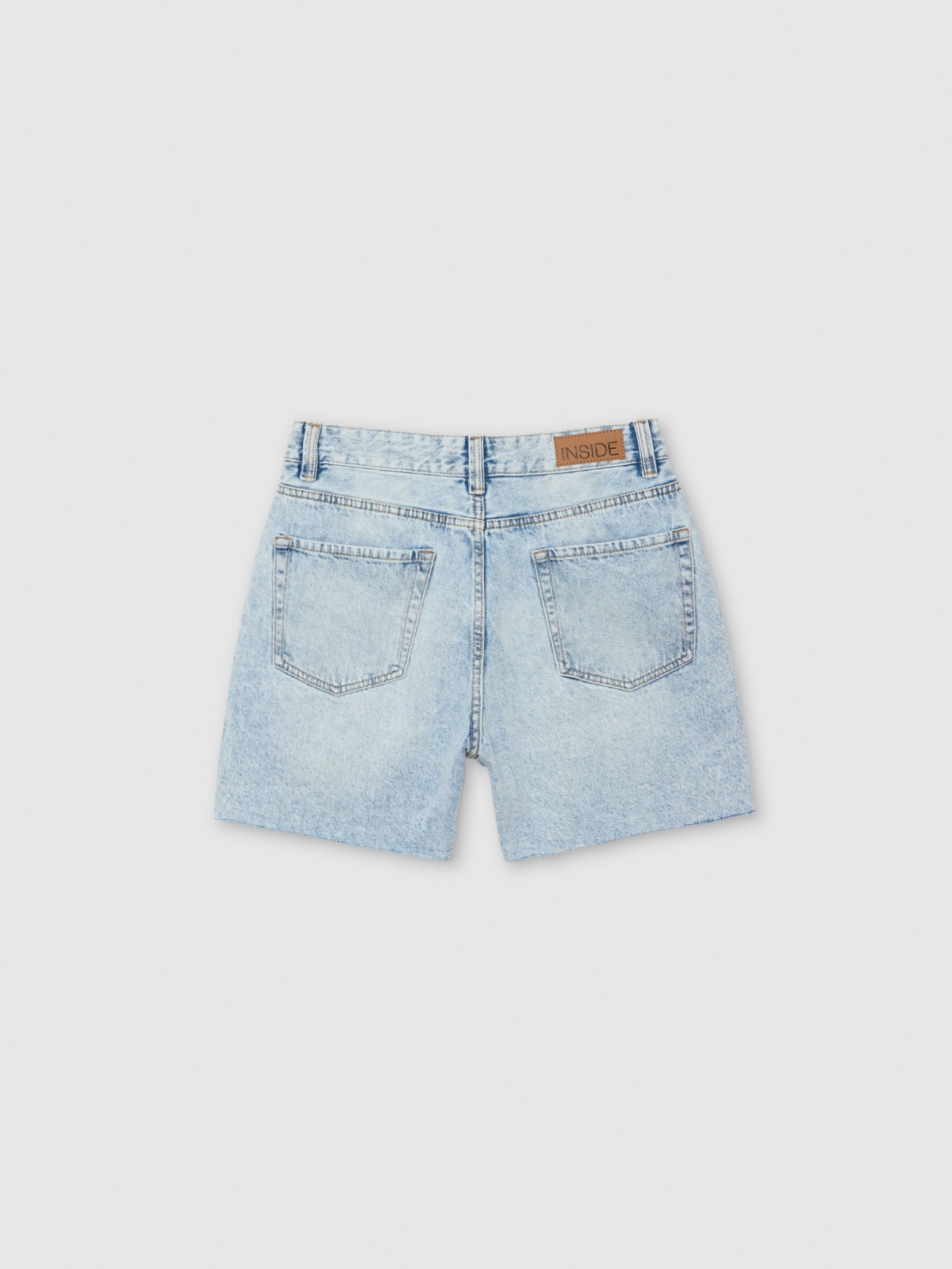 High-waisted denim bermuda shorts blue back view