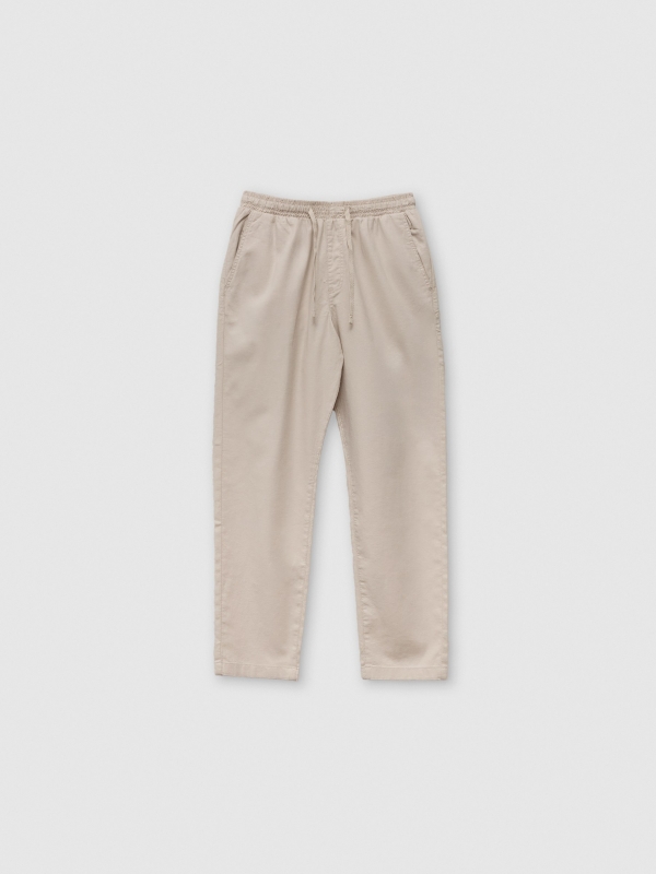  Pantalón lino beige vista frontal
