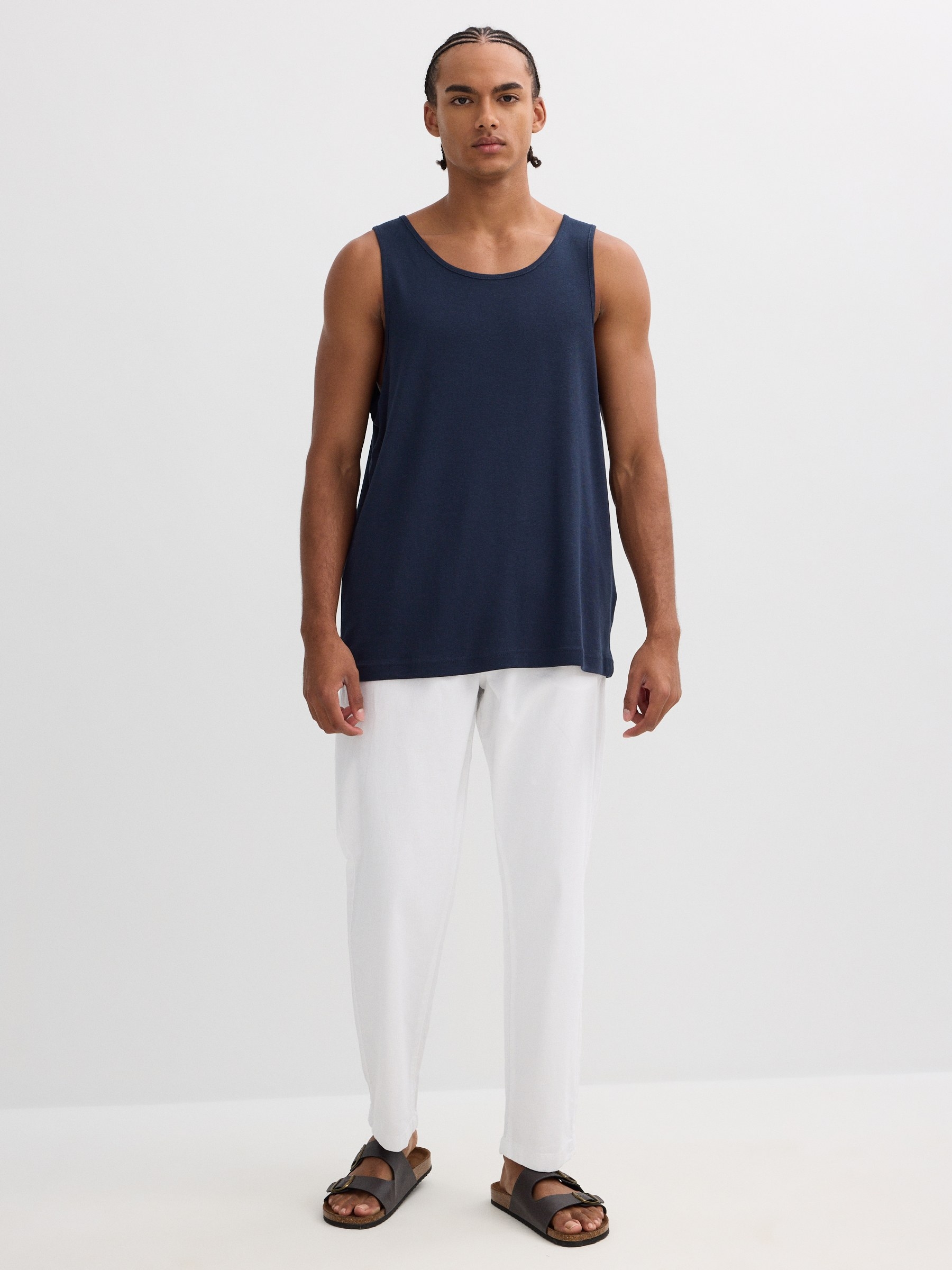 INSIDE Pantalón lino, Blanco, L