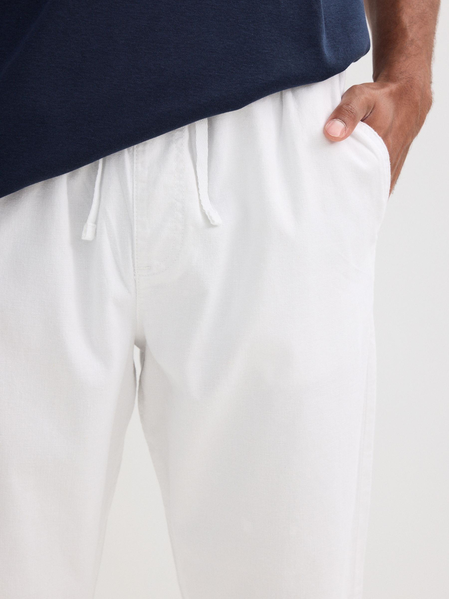 Pantalón lino blanco roto vista general frontal