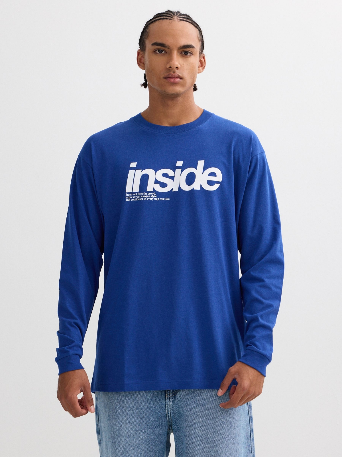 Camiseta manga larga Inside azul vista media frontal