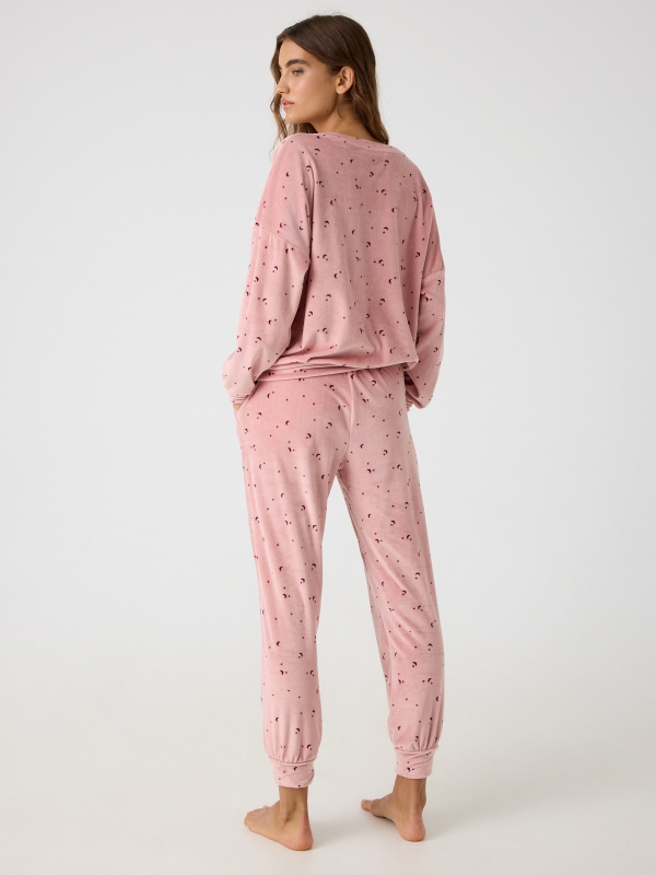 Velvet pajamas pink middle front view