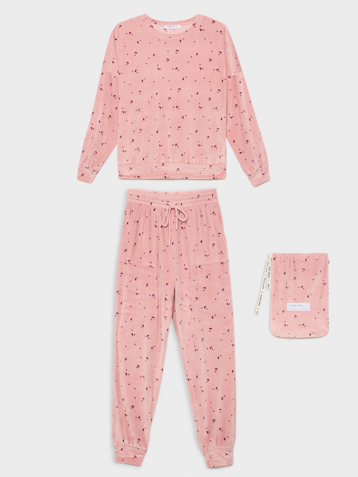  Velvet pajamas pink front view upper part