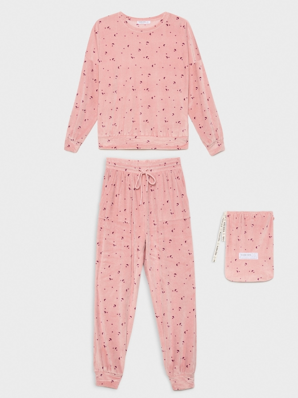  Velvet pajamas pink front view upper part