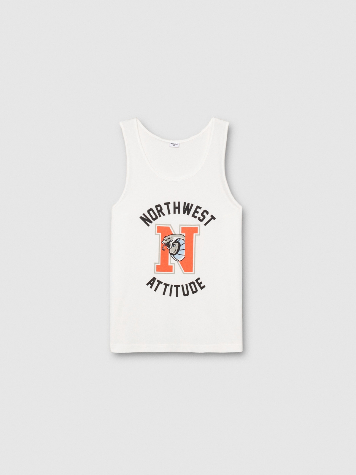  Camiseta de tirantes estampado deportivo blanco roto vista frontal