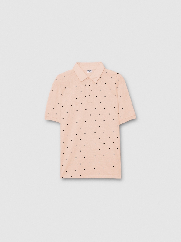  Polo estampado miniprint rosa nude vista frontal