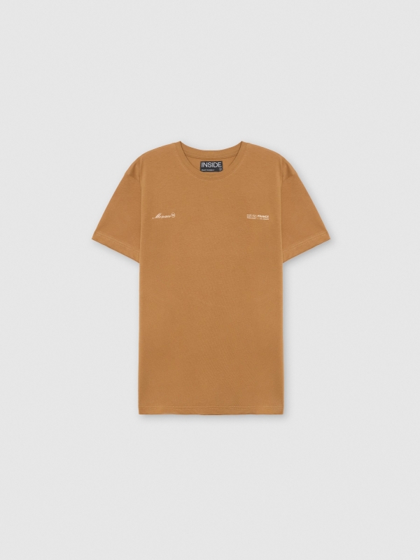  Camiseta estampada Mônaco marrom claro vista frontal