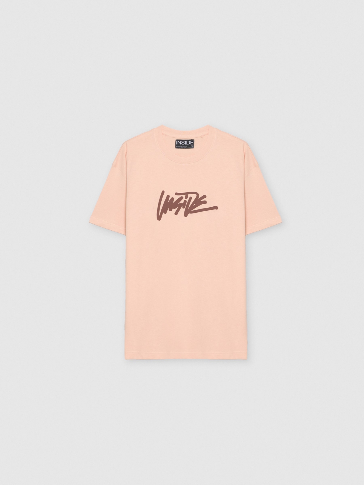  Camiseta estampado texto Inside rosa nude vista frontal