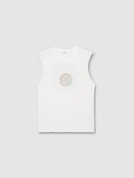 %Pto% Camiseta sem mangas estampada planeta off white vista frontal