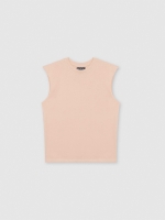 %Pto% Camiseta básica sem mangas rosa nude vista frontal