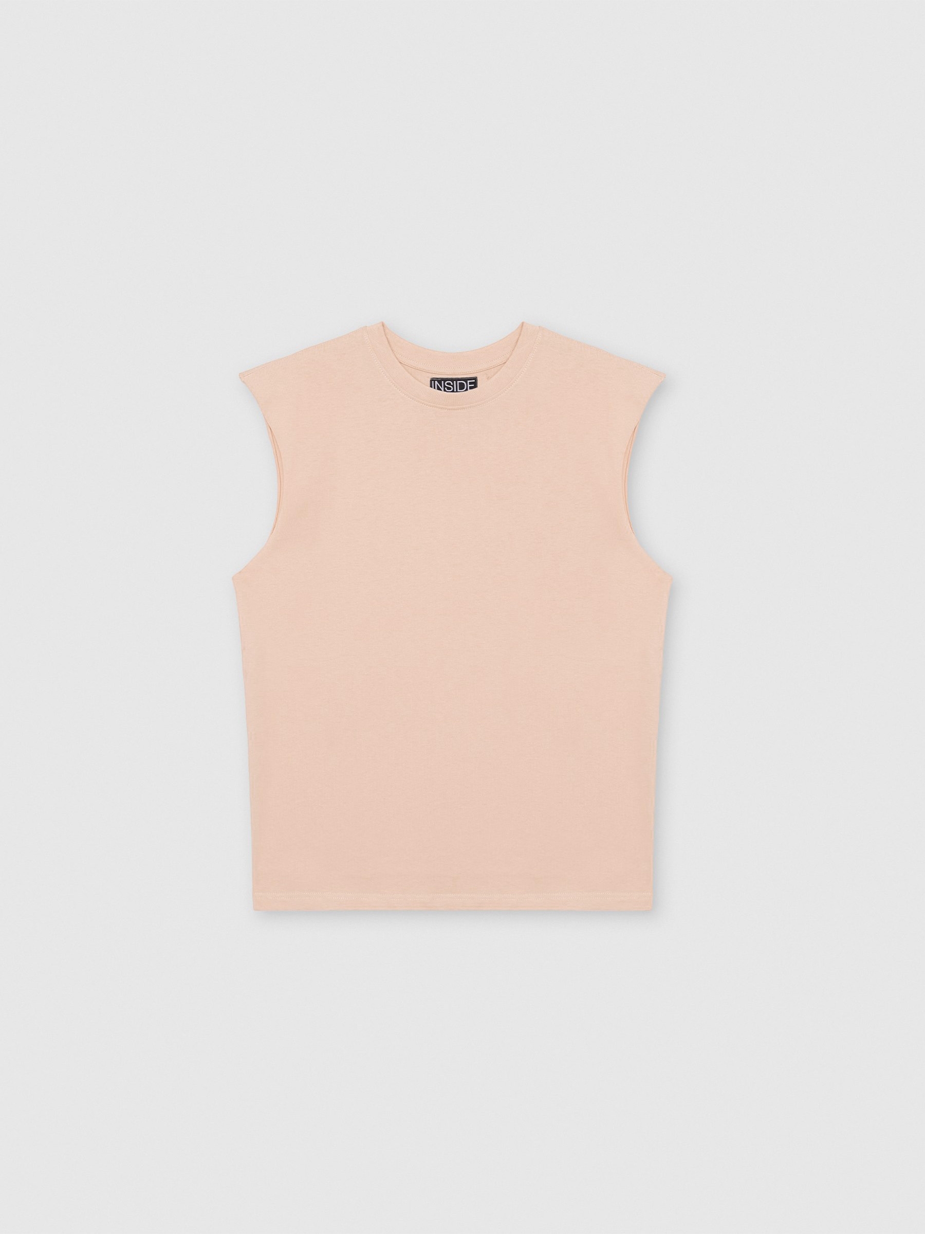 Basic sleeveless shirt nude pink middle front view