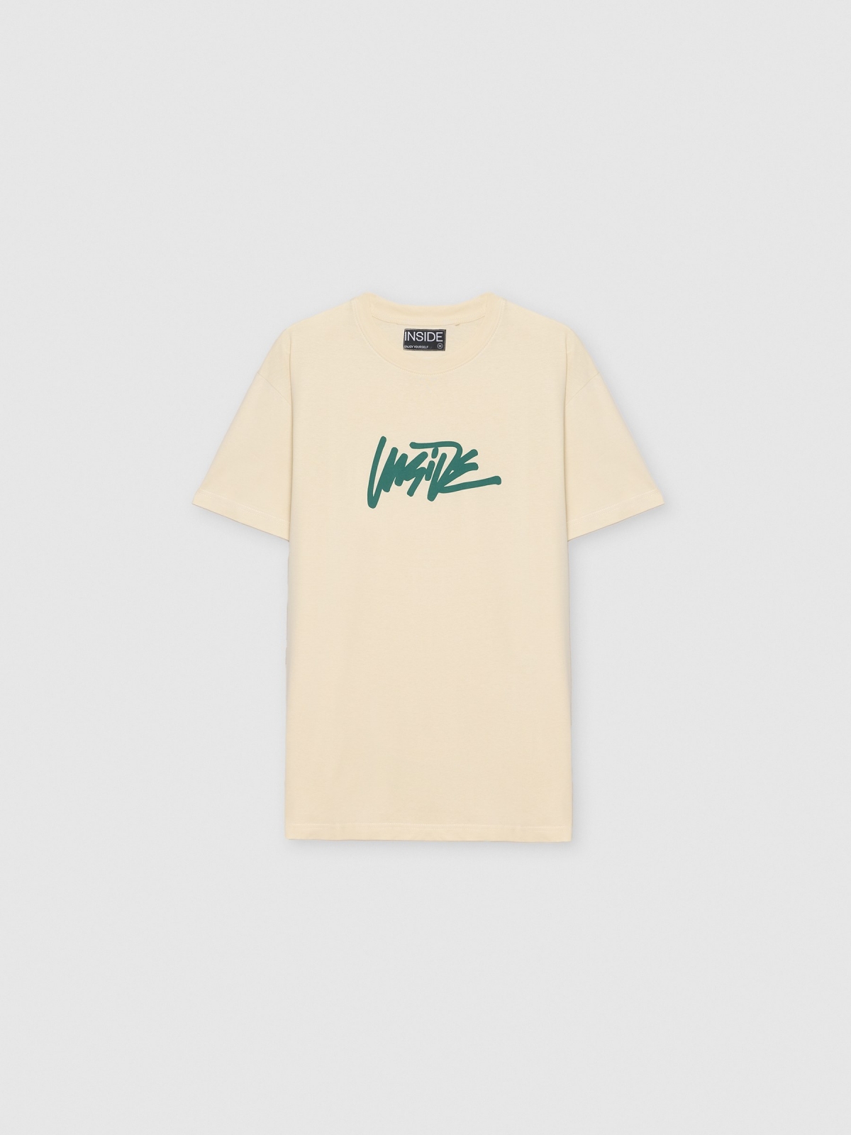  Text print t-shirt Inside sand front view