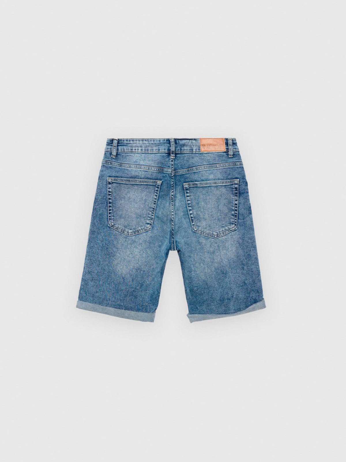Bermudas Skinny Denim desgastados azul vista trasera