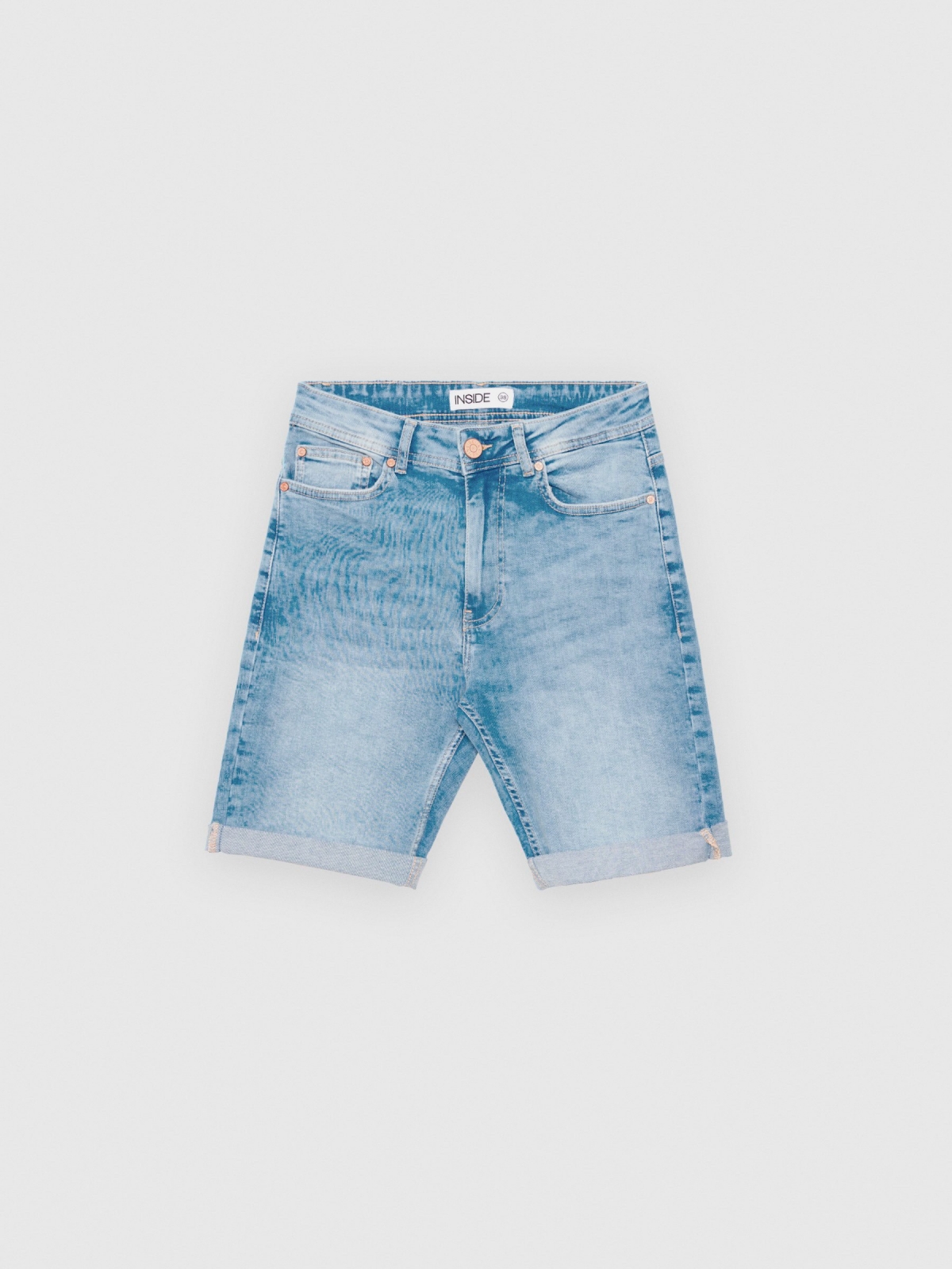  Calções de Bermudas Skinny Denim azul vista frontal