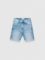 %Pto% Calções de Bermudas Skinny Denim azul vista frontal