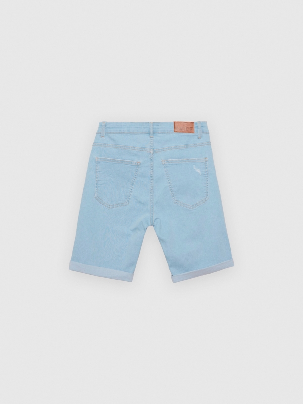 Calções de bermuda de ganga azul skinny azul vista traseira