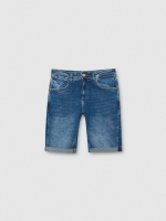%Pto% Distressed blue denim bermuda blue front view