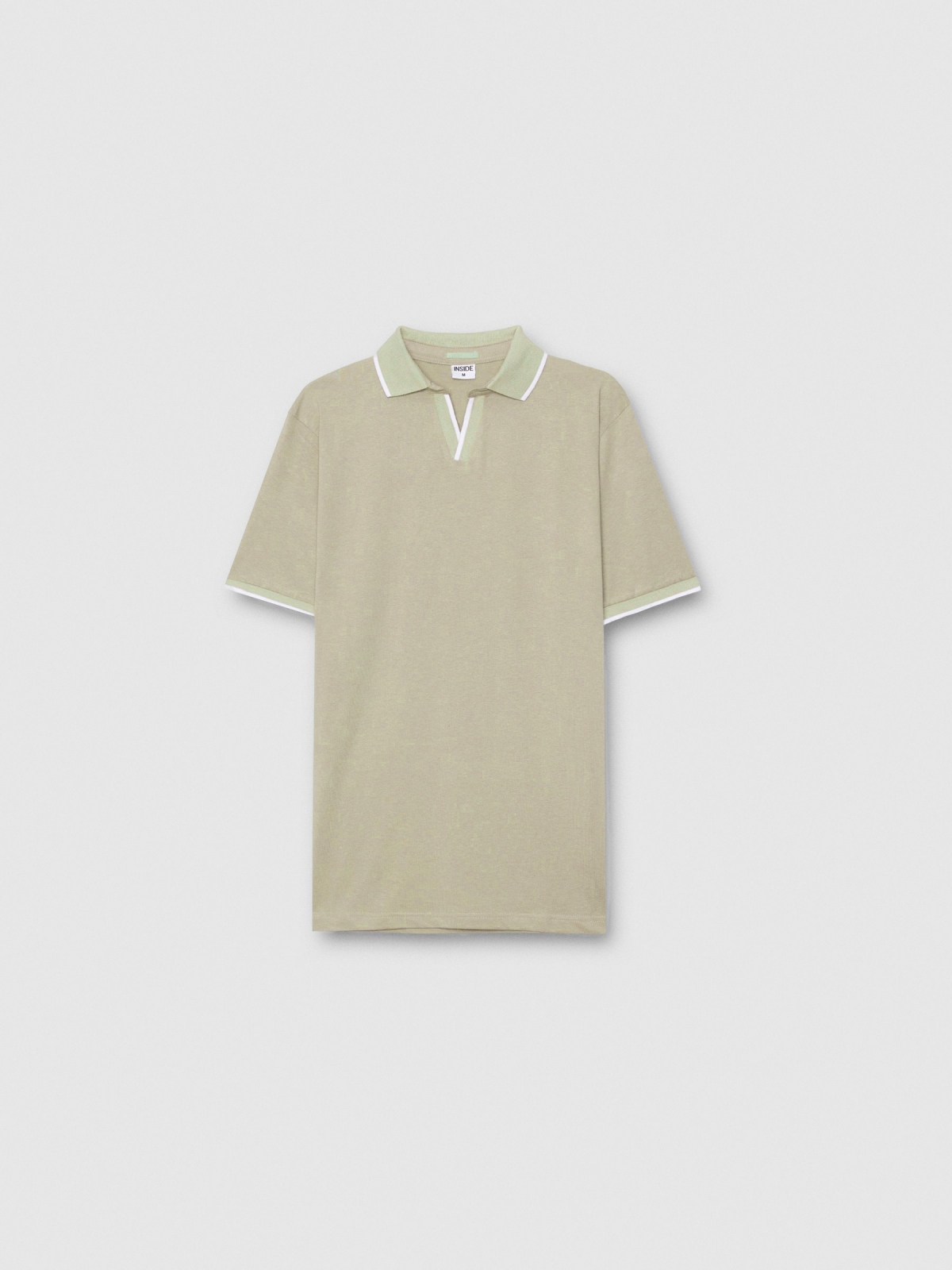  Polo básico cuello en uve verde grisáceo vista frontal