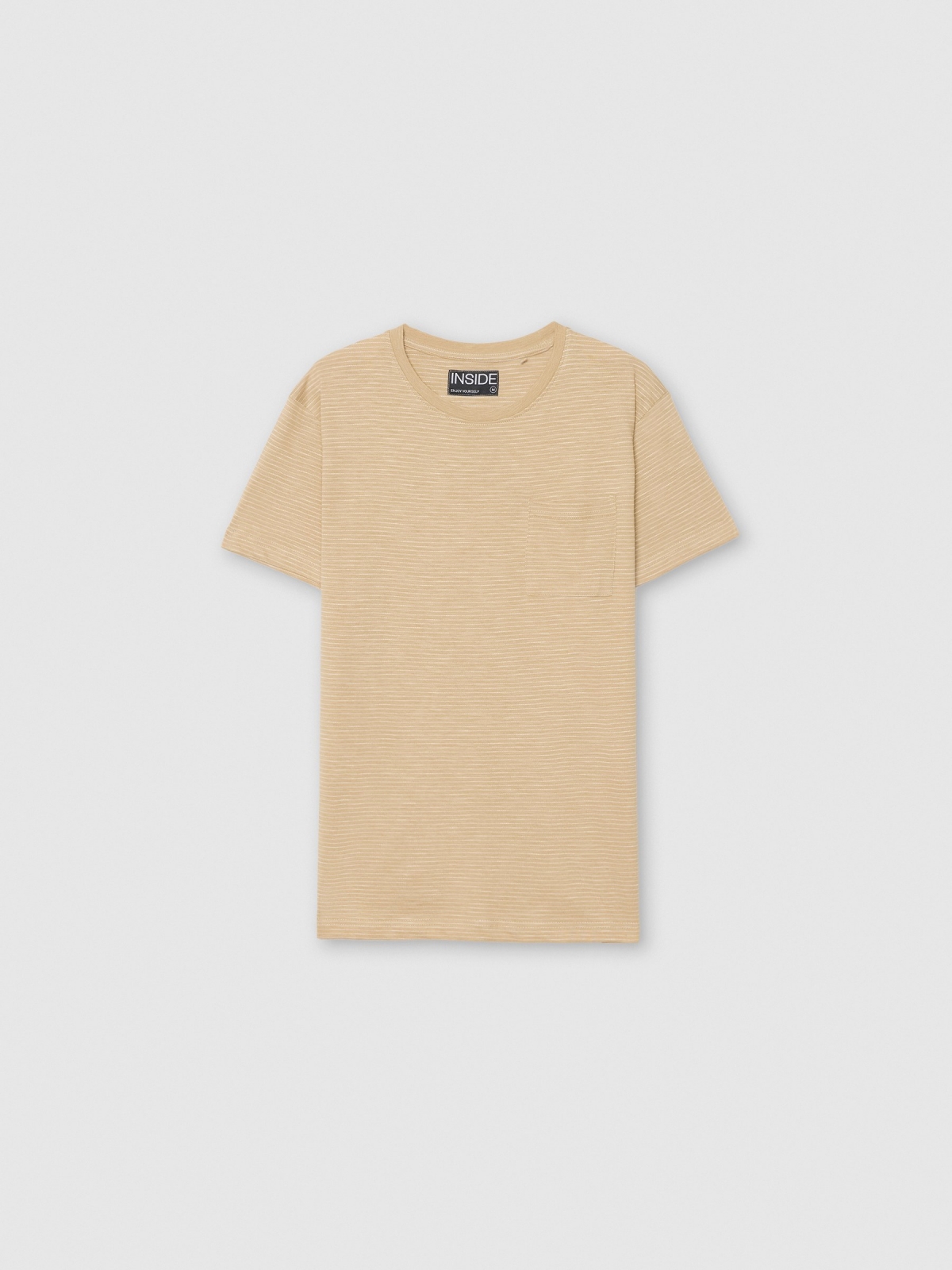  Striped print t-shirt with pocket sand front view