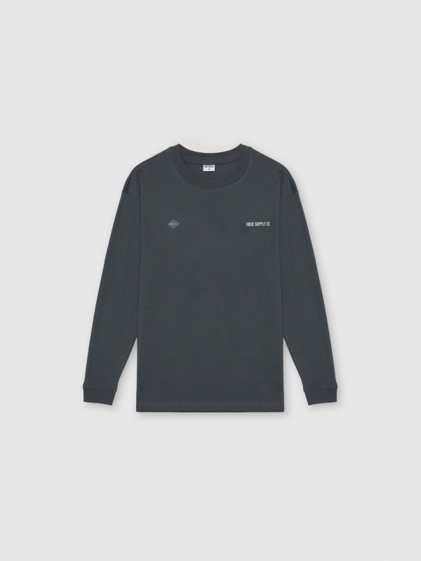  Long-sleeve team print shirt blue front view