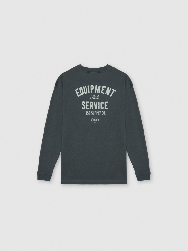 Long-sleeve team print shirt blue back view