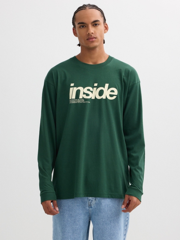 Camiseta manga larga Inside verde vista media frontal