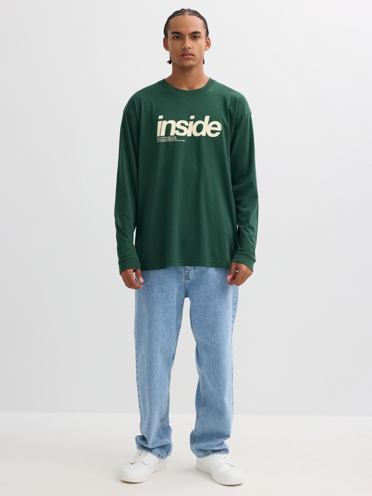 Long sleeve shirt Inside green front view