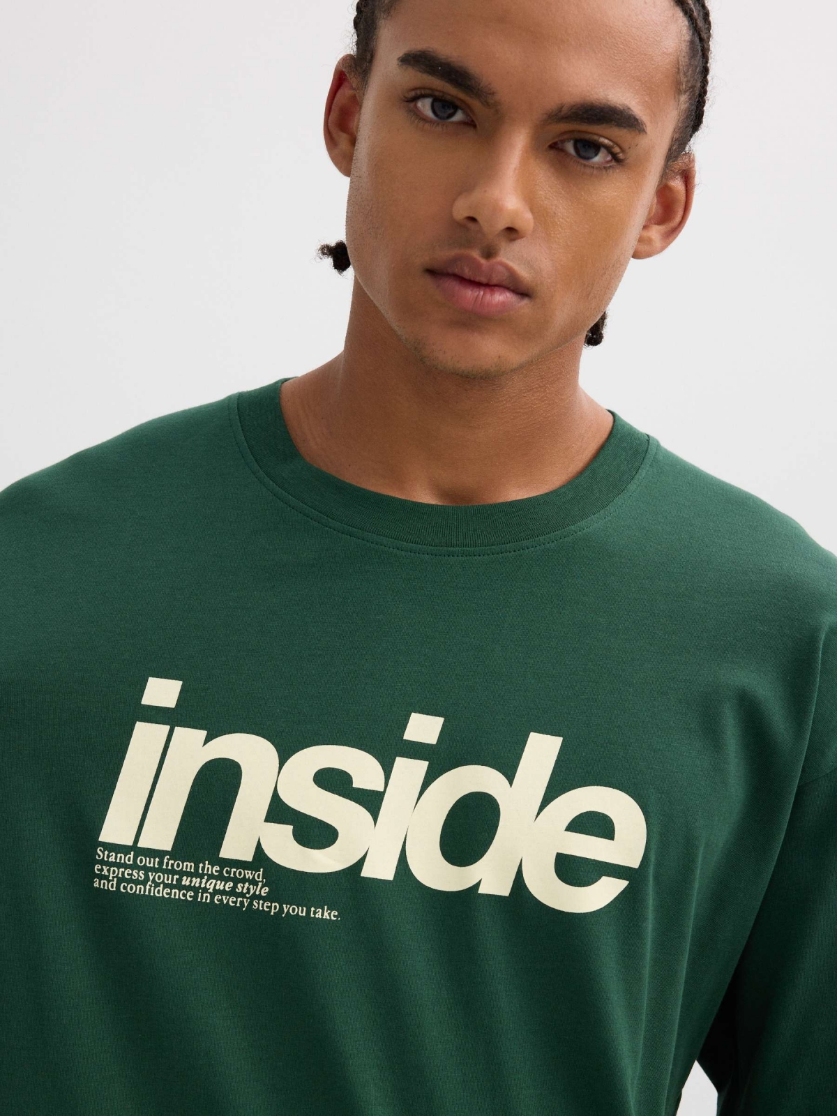 Camiseta de manga longa Inside verde vista detalhe