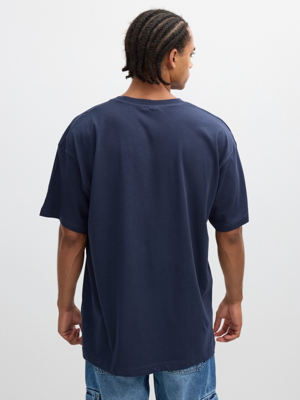 Camiseta texto Inside azul marino vista media trasera