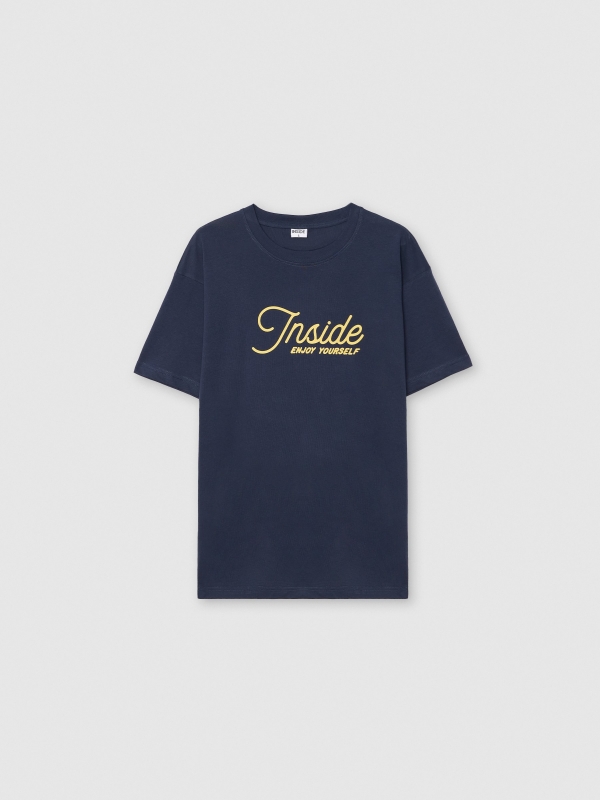  Camiseta texto Inside azul marino vista frontal