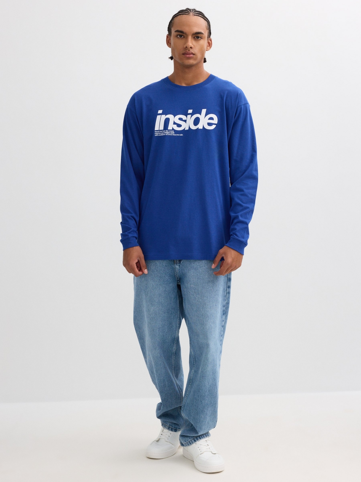 Long sleeve shirt Inside blue front view