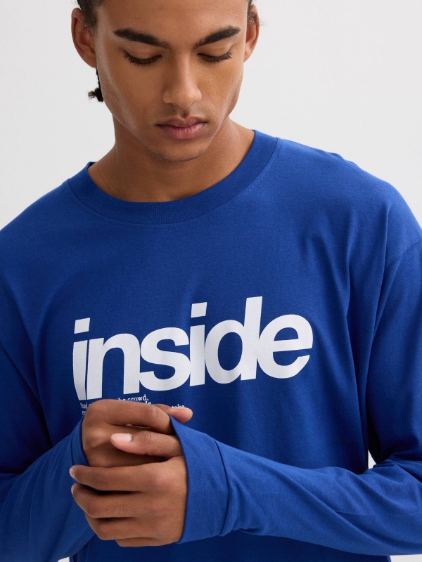 Camiseta manga larga Inside azul vista detalle