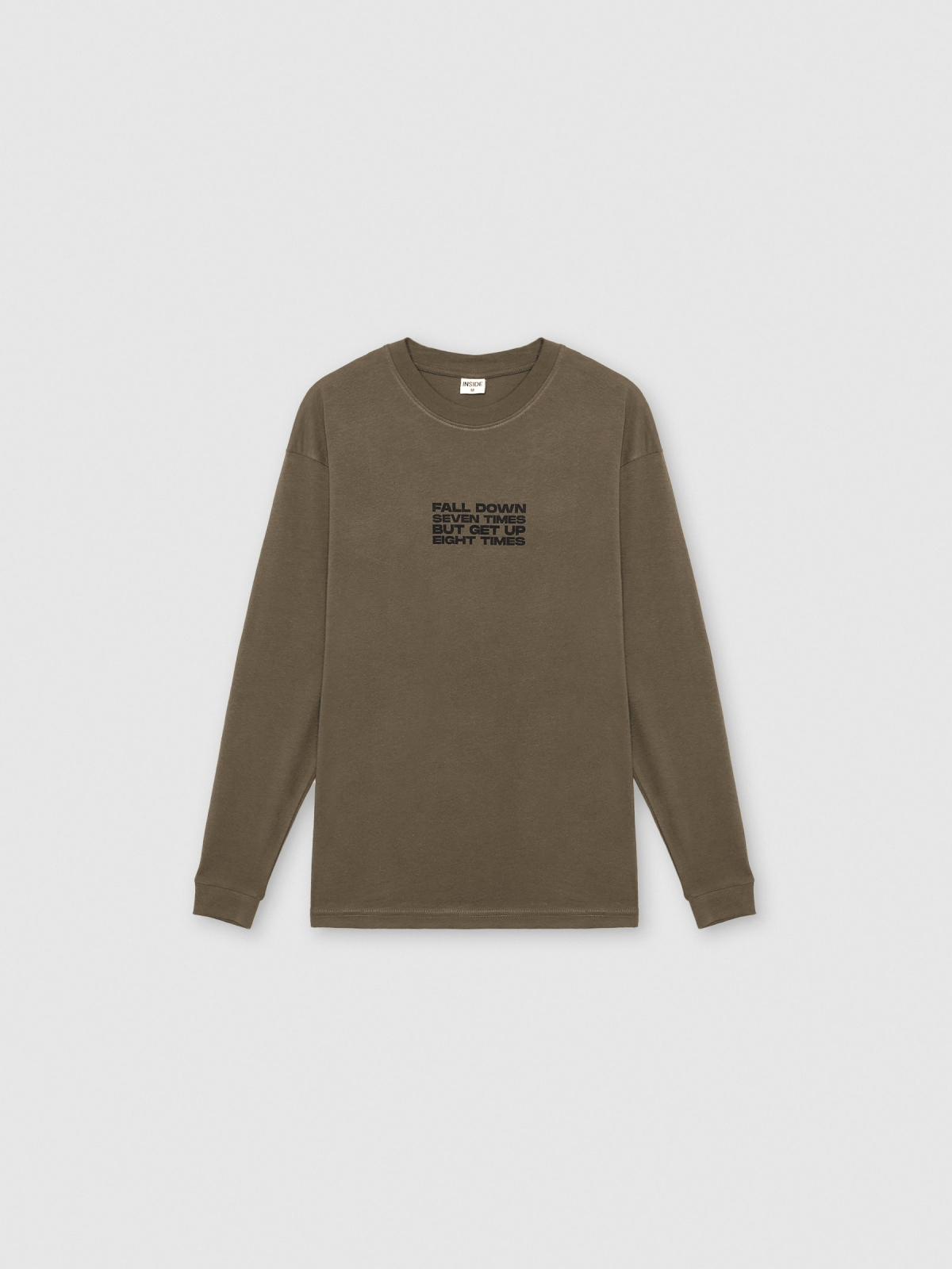  Long-sleeve shirt with oriental print khaki front view