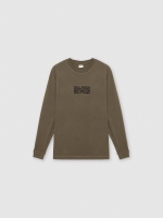 %Pto% Long-sleeve shirt with oriental print khaki front view
