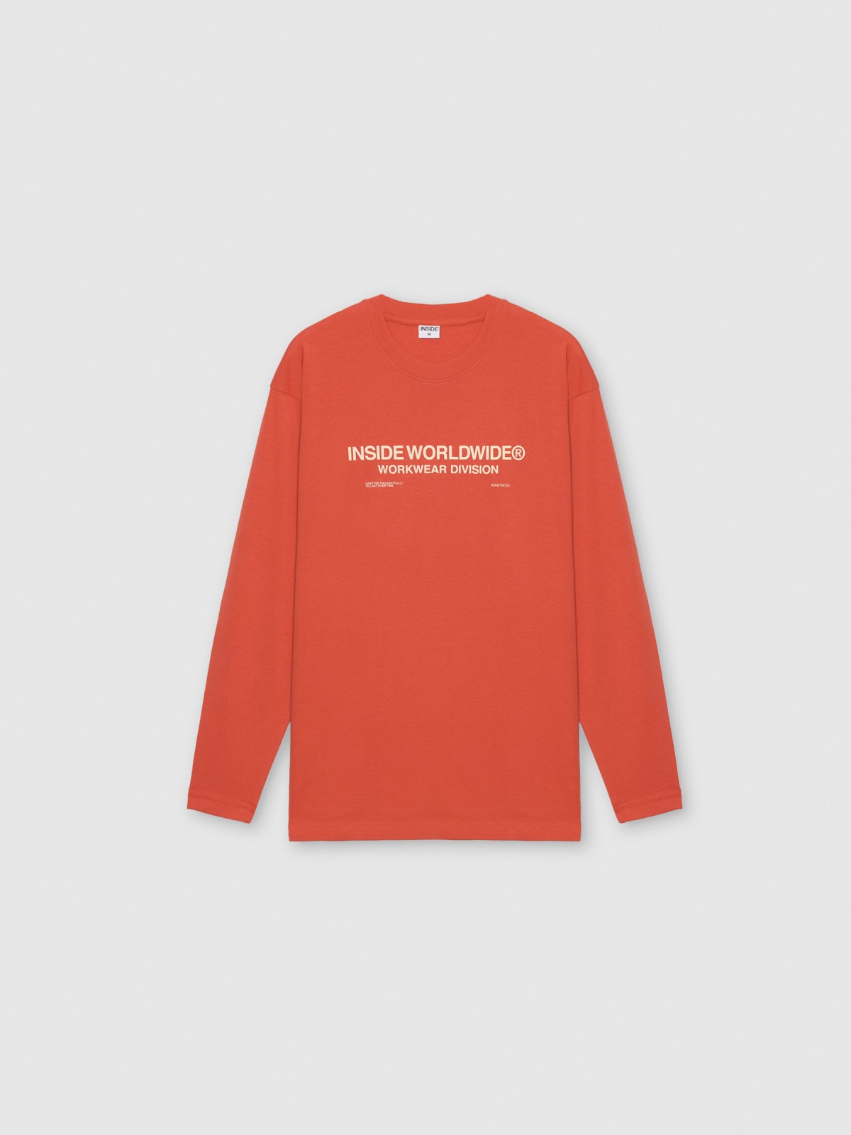  Camiseta manga larga extampado texto naranja vista frontal