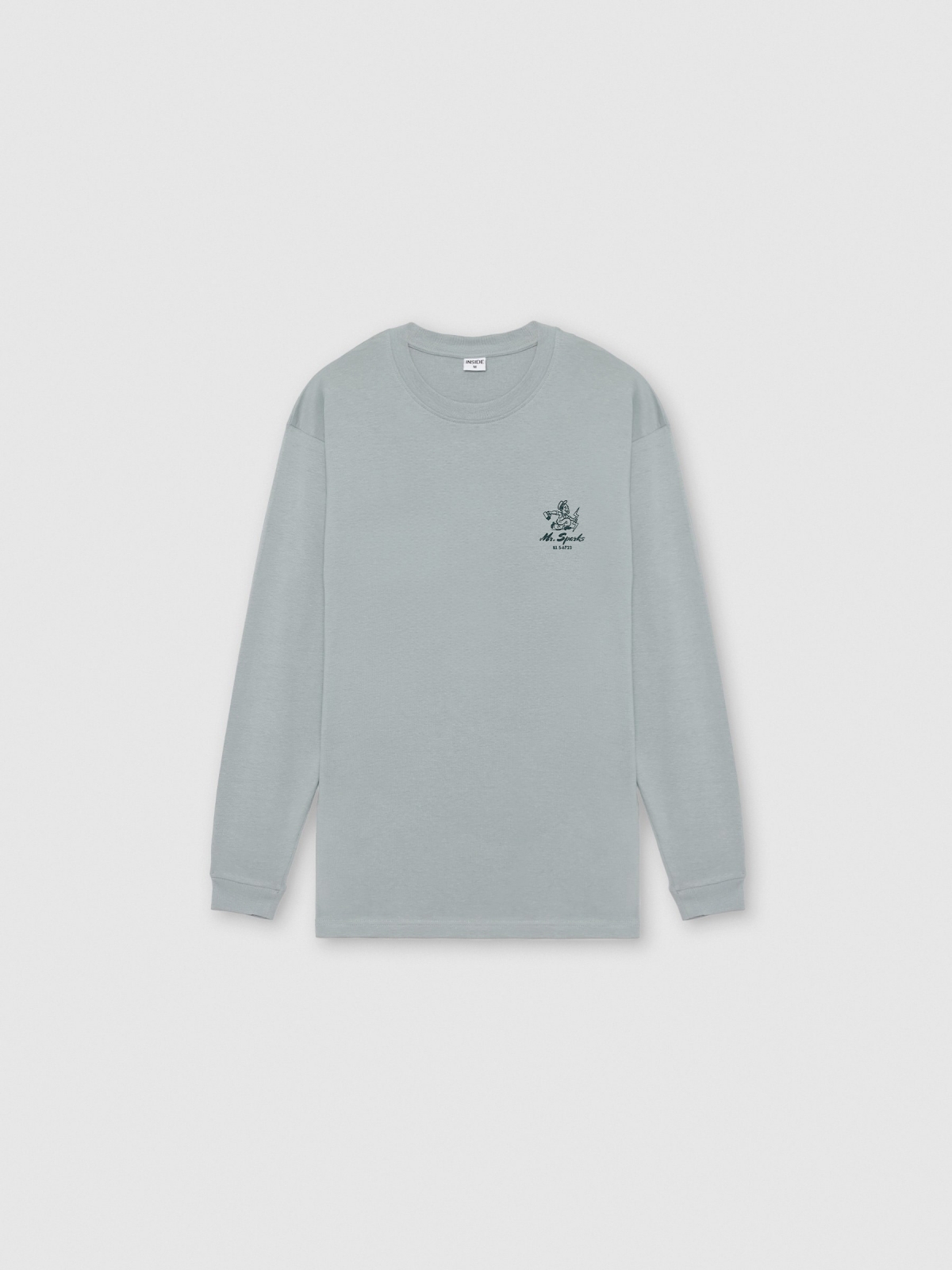  Long sleeve t-shirt with work print blue front view