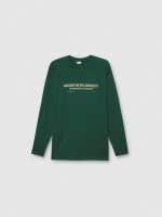 %Pto% Camiseta manga larga extampado texto verde vista frontal