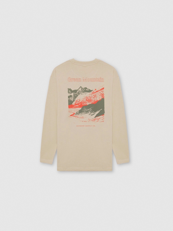 Camiseta manga larga estampado nature crudo vista trasera