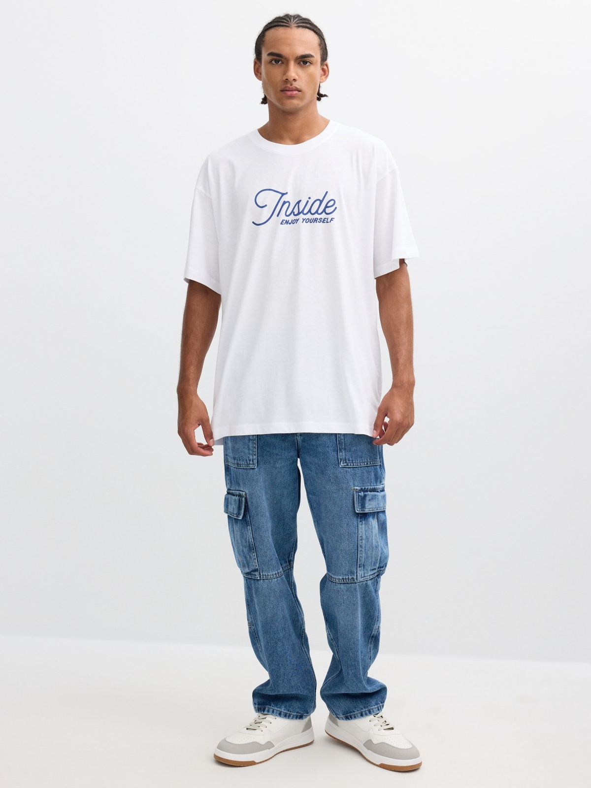 Camiseta texto Inside blanco vista general frontal