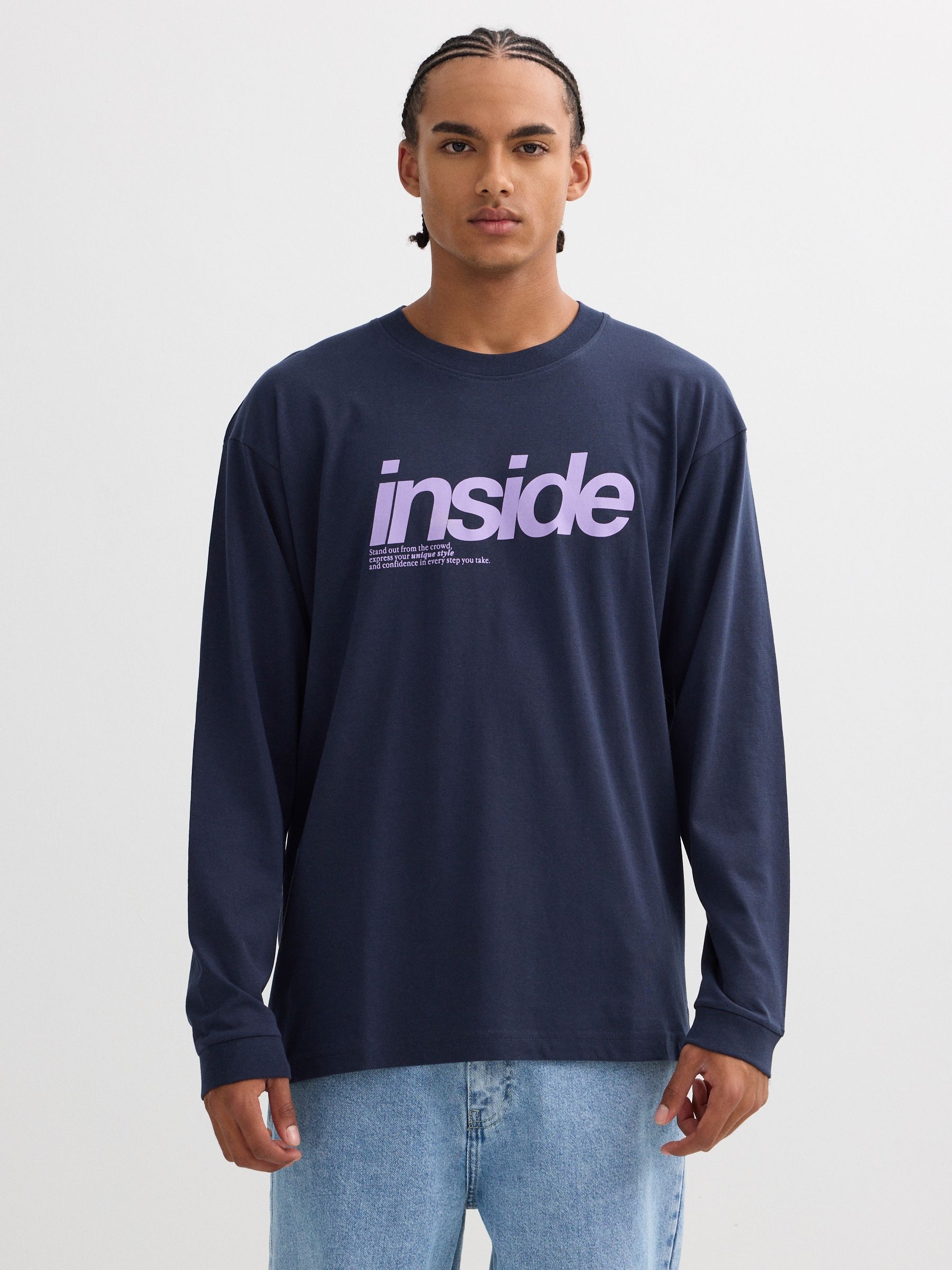 Long sleeve shirt Inside navy middle front view