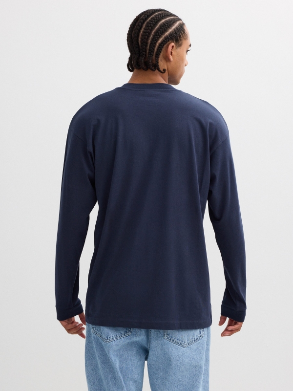 Long sleeve shirt Inside navy middle back view