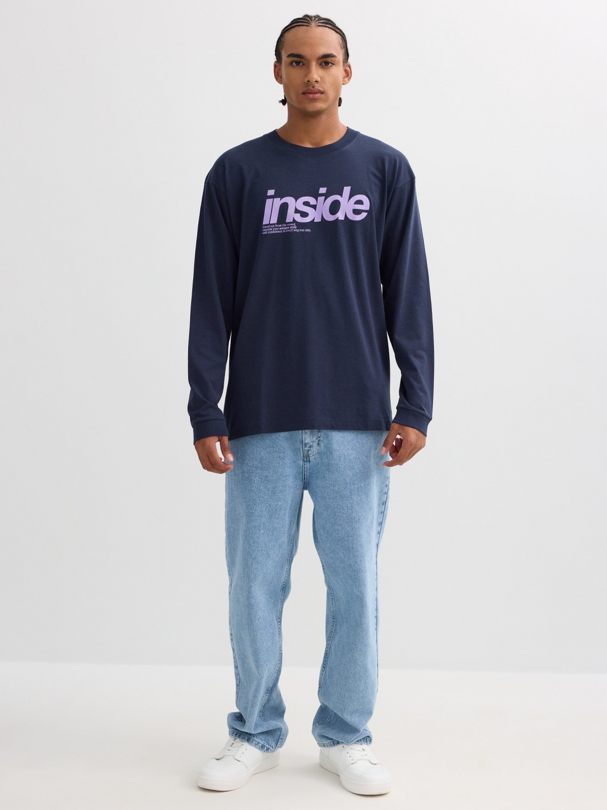 Long sleeve shirt Inside navy front view